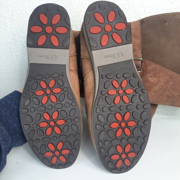 LL Bean Boots Womens 8 Wide Park Ridge Mid Calf Riding Side Zip Brown Leather - Picture 6 of 7